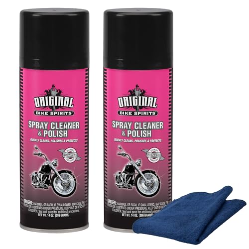 Bike Spirits Spray Cleaner & Polish 14 oz (2 Pack) + Microfiber Rag