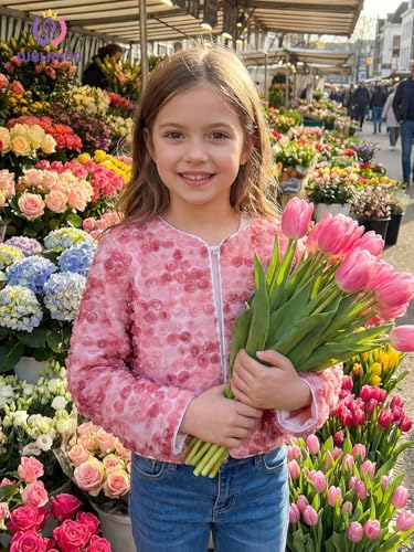 Image of Girls Cotton Knit Shrug Cardigan with Long Sleeve Ruffle Hem