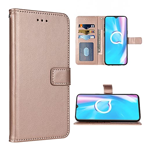 Coque Alcatel 1SE 2020 cuir rose gold élégant style portefeuille