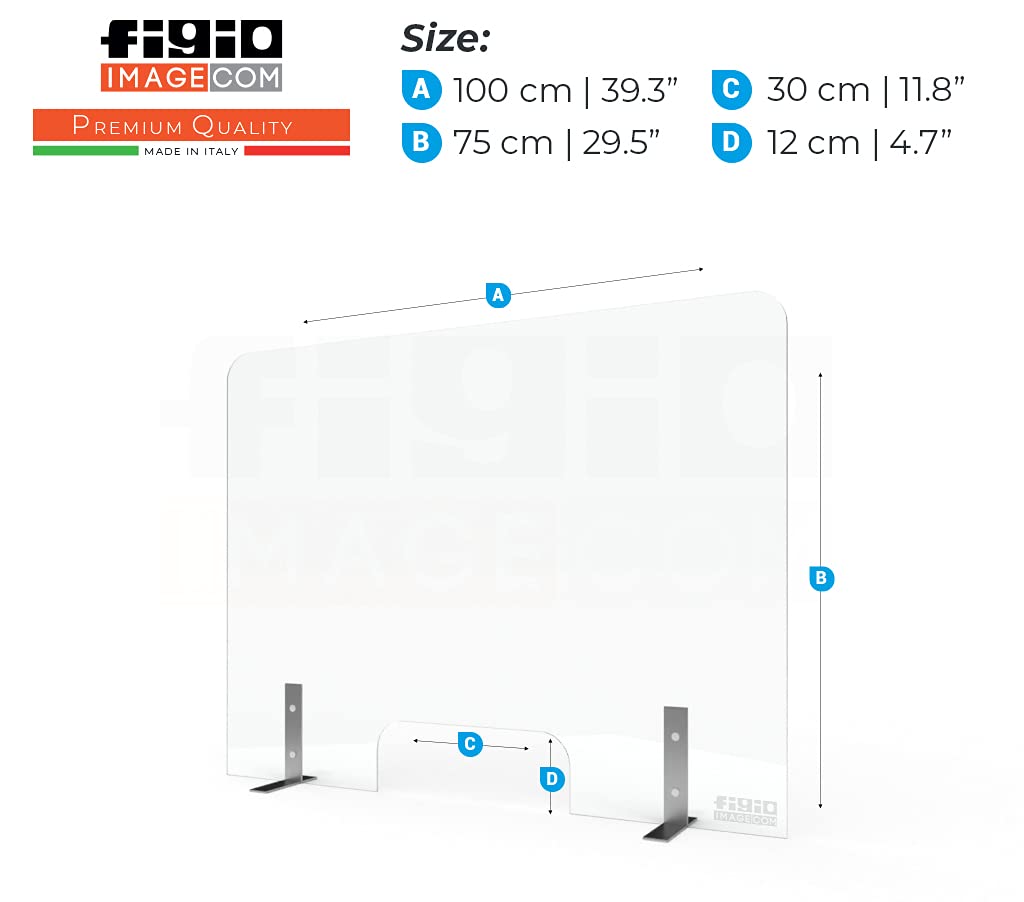 BARRIERA PROTETTIVA PARASPUTI/PARAFIATO CON FINESTRA IN METACRILATO PLEXIGLASS sp 4 mm CON PIEDINI IN ACCIAIO INOX. QUALITA' PREMIUM - F.TO 120X75 CON FINESTRA
