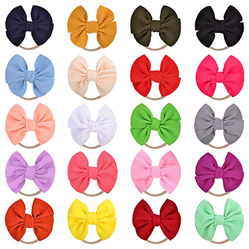 20pcs Big Bows Baby Nylon Stirnbänder Haarbänder Haarschleife Gummibänder Für Babys Neugeborene Cover