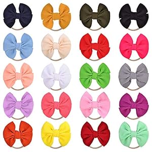 20 stuks Big Bows baby nylon hoofdbanden haarstrik elastieken voor baby’s pasgeborenen