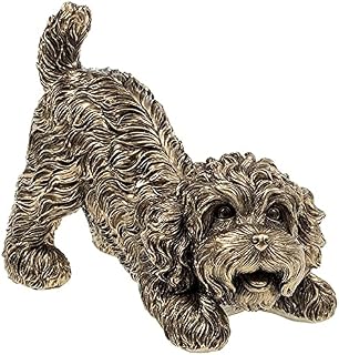 Bronze Playing Cockapoo Dog Figurine Ornament Boxed