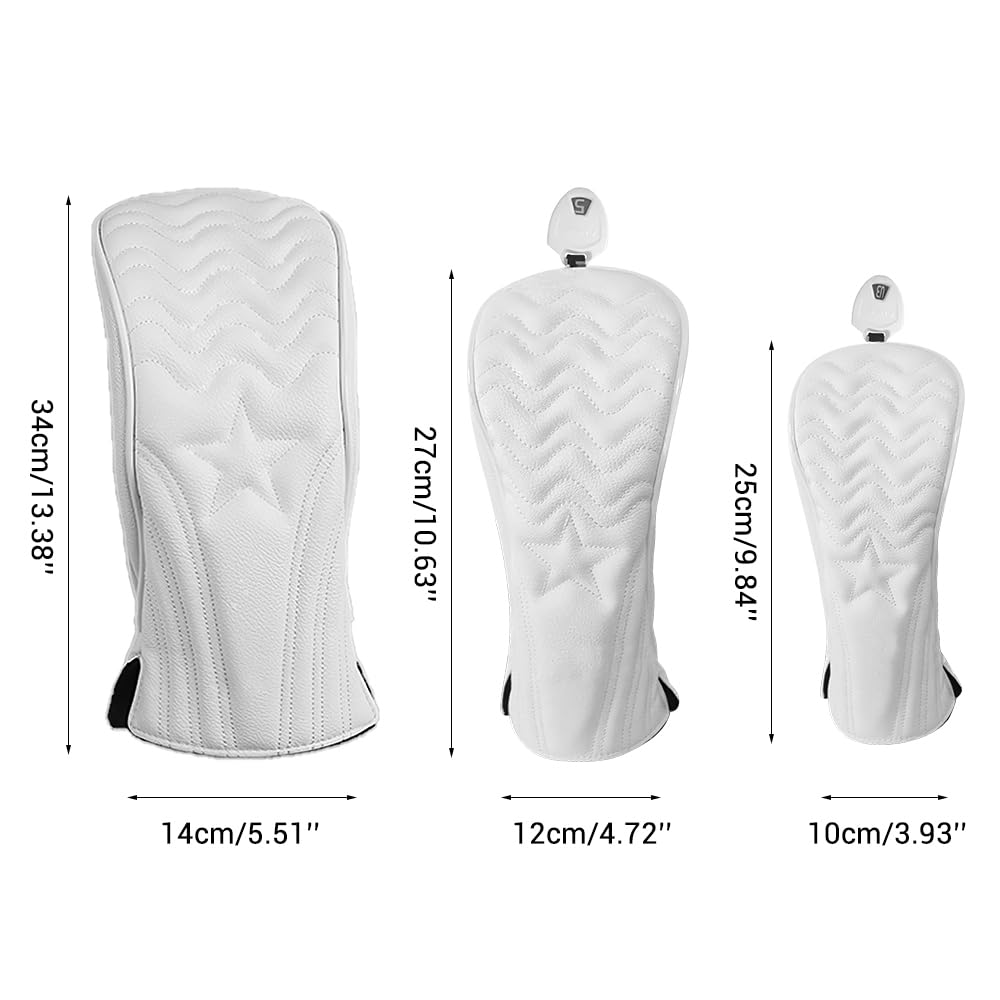 Couvre-têtes de Clubs de Golfs, 1/3 Pcs Housse Clubs Golfs en Cuir PU, Capuchon Protege de Putter Golfs pour Golfeurs Droitiers et Gauchers