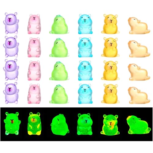 Image of 24pcs Miniature Toys, Blind Bag, Glow in The Dark Capybara Figures for Aquarium and Garden Decoration, Three-Dimensional Night Light Display Pieces, Blind Box Collectibles