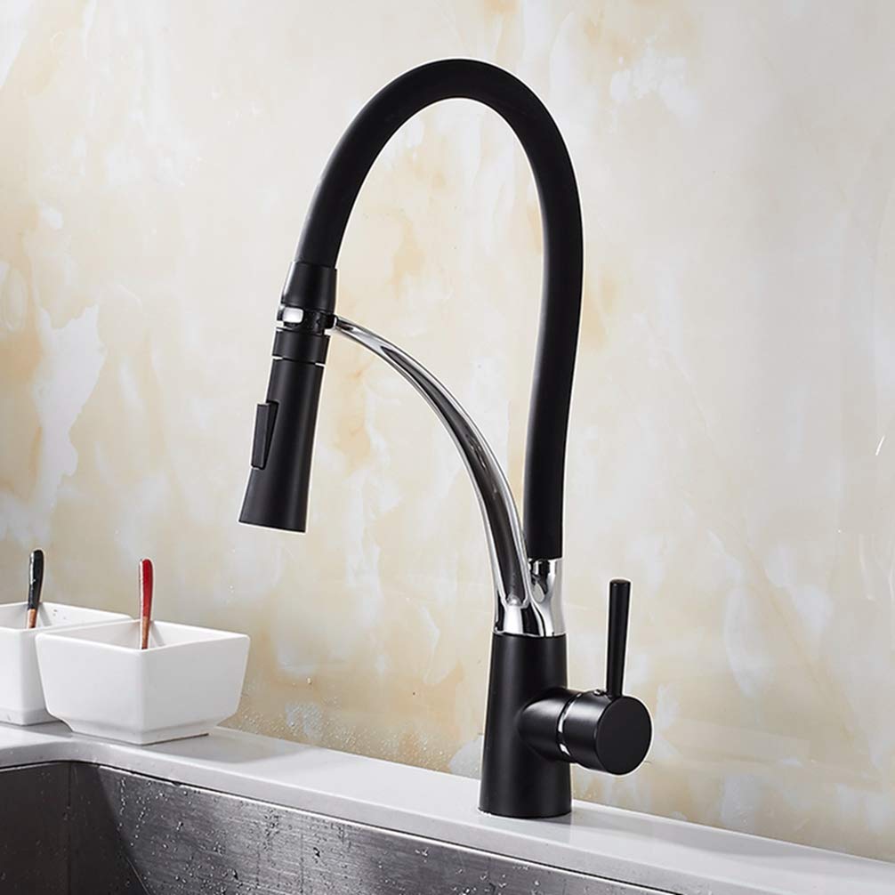Pull Out Kitchen Faucet Black Swivel Sink Mixer Tap 360 Degree Rotation Taps