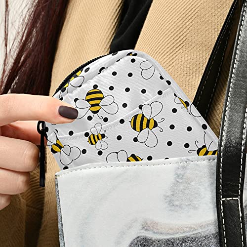 Image of Naanle Bees on Polka Dots Pill Box 7 Day Pill Case Travel Pill Organizer Bag with Zipper Portable Weekly Case Compact Size for Vitamin Supplement Holder
