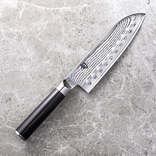 Shun Classic 7” Hollow-Ground Santoku All-Purpose Kitchen Knife; VG-MAX Blade Steel and Ebony PakkaWood Handle; Hollow-Ground Indentations for Reduced Friction and Smoother Cuts; Handcrafted in Japan - Image 7