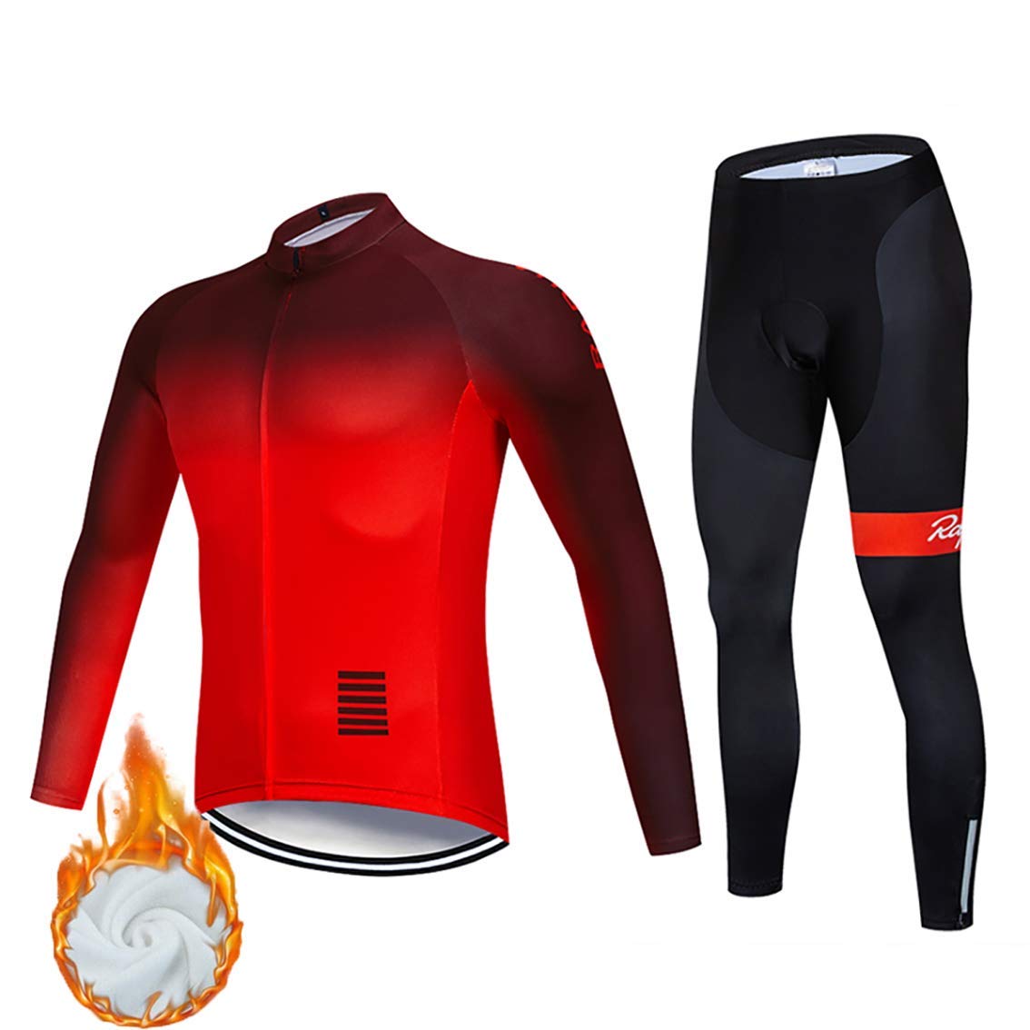 Moxilyn Abbigliamento Ciclismo Set,Autunno/Inverno Vello Maglia Con Lunghe Maniche Tuta+Pantaloni Lunghi di,Cuscino Gel 9D,MTB Anteriore Manica Lunga Bicicletta, Abbigliamento Sportivo per Bicicletta