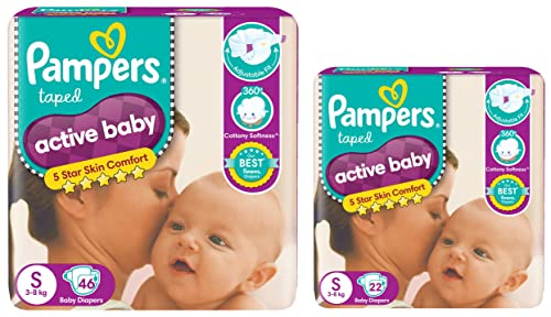 Image of Pampers Active Baby Diapers, Small, 46 Count & Pampers Active Baby Diapers, Small, 22 Count