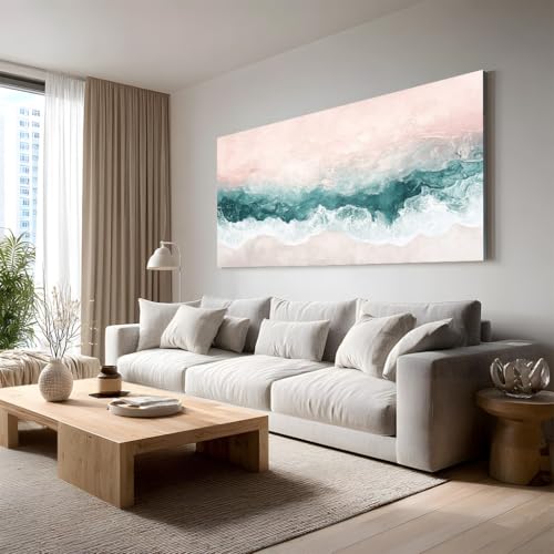 Astratto Oceano Quadri Moderni Camera Da Letto Minimalista Spiaggia Stampe Su Tela Grandi Dimensioni Moderno Onde Quadro Decorativo Per Testata Letto O Soggiorno, Arte Murale Moderna 60x120 cm