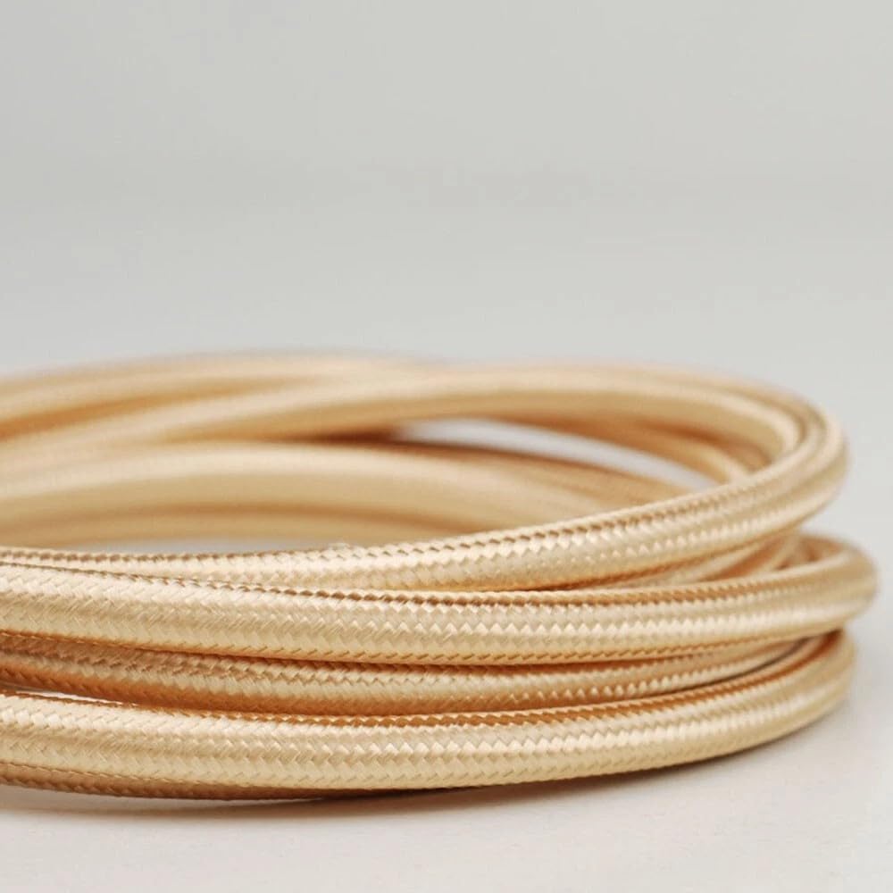 5Meters 3 Core Round Vintage Fabric Braided 0.75mm Flex Flexible Cable Electrical Wire for DIY Lamps Industrial Pendant Lights Lighting Appliances (Light Gold) - Image 3