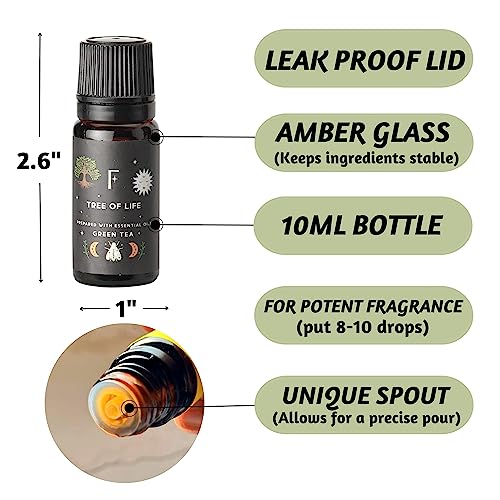 Folkulture Essential Oil Set For Diffuser, Set Of 6 Essential Oils For Diffusers For Home, Aromatherapy Diffuser Oil Scents - White Sage Balsam Cedarwood Orange Green Tea Ocean Salt Rose (Magic Hour) #TOP4