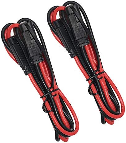[2 PACK] SPARKING 3FT 12AWG SAE to SAE Extension Cable 2Pin Bullet Quick Connect Heavy Duty Wire Harness with Waterproof Cap(3FT)