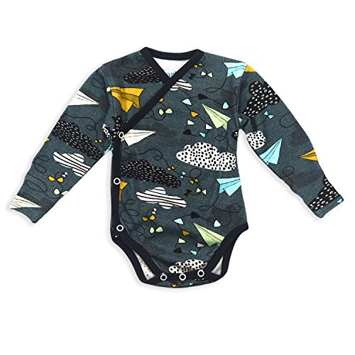 Earthy Organic Baby Long Sleeve Kimono Bodysuit Boy Girl (8 Sizes: Preemie-24M) 100% Organic Cotton (3-6M, Artemis)