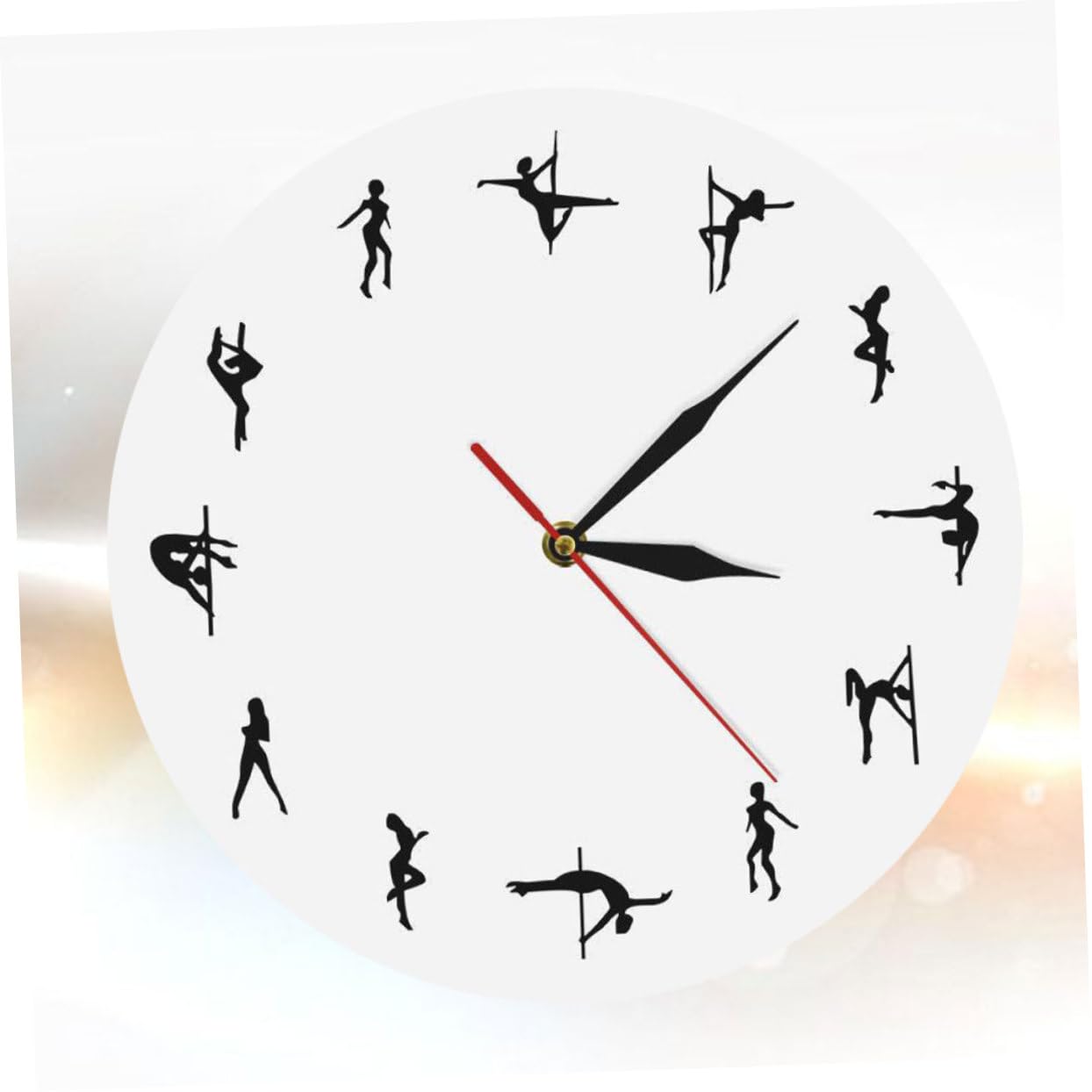 ULTECHNOVO Wanduhr mit Pole Dance Figur aus Acryl, Leise Zeiger, Weiß
