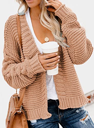 Image of Dokotoo Womens Open Front Long Sleeve Chunky Knit Cardigan Sweaters Loose Outwear Coat