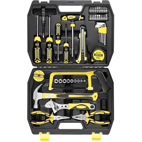 DOWELL Tool Set 49-Piece Home Repair Hand Tool Kit with Plastic Tool Box Storage Case Cover