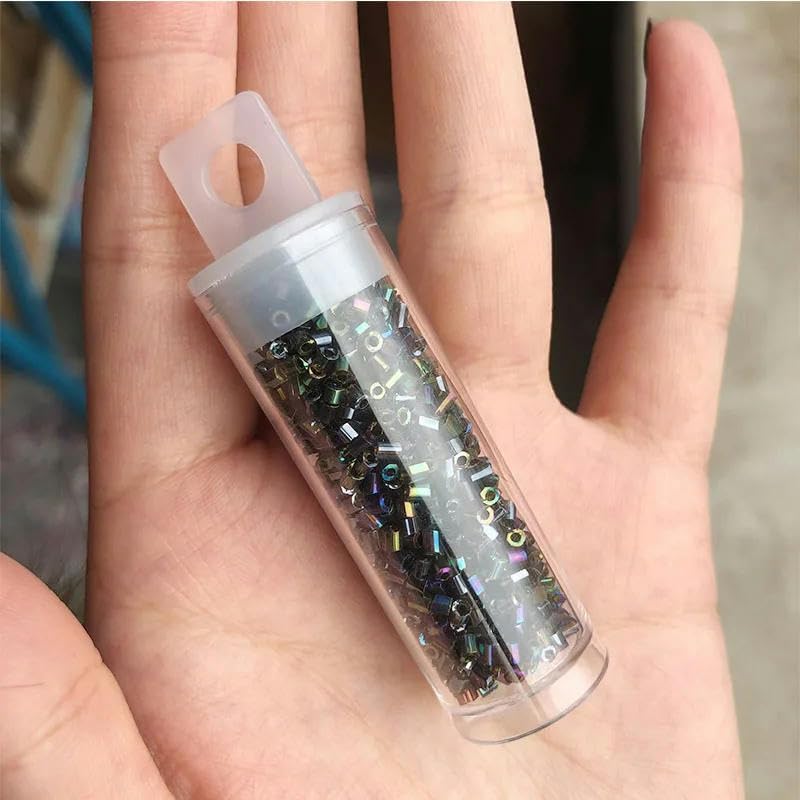 Kit de fabricación de pulseras, 1100 cuentas de tubo de vidrio y espaciadores para hacer joyas de bricolaje, cuentas de semillas de color AB de 2 mm para pulseras y collares