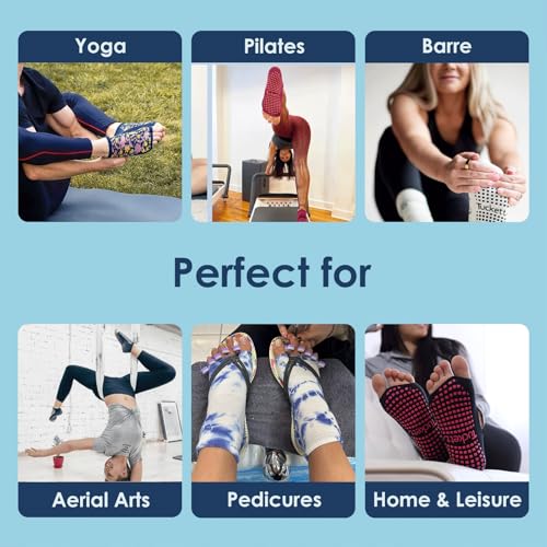 Image of Yoga Socks for Women Non Slip, Toeless Non Skid Sticky Grip Sock - Pilates, Barre, Ballet