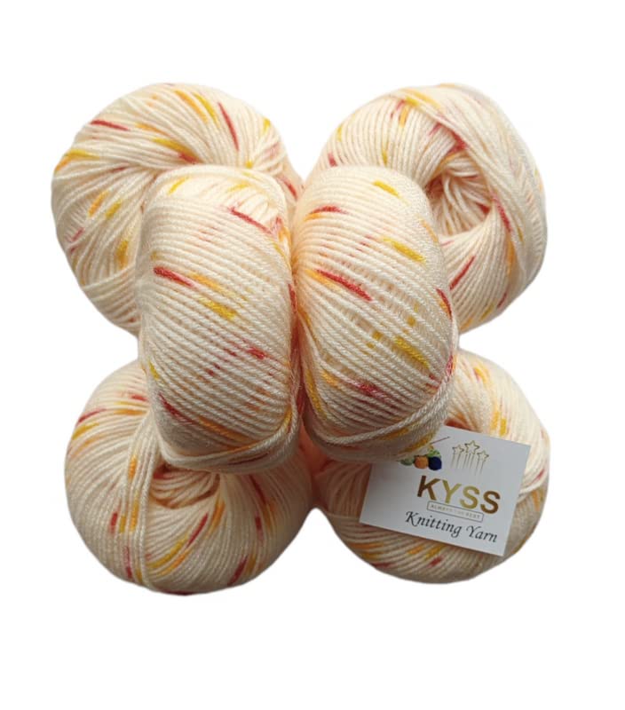 Kyss Baby Soft Print Multi Shaded (Pack Of 6) Baby Soft Wool Ball Hand Knitting Wool/Art Craft Soft Fingering Crochet Hook Yarn, Needle Thread Dyed Shade No -4 - 25 G-image-44
