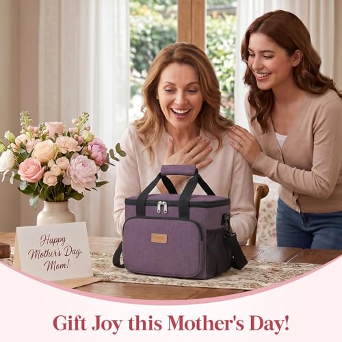 Image of Lifewit Medium Lunch Bag, Insulated Lunch Box, Soft Cooler Cooling Tote for Adult Men Women, Purple 12-Can (9L)