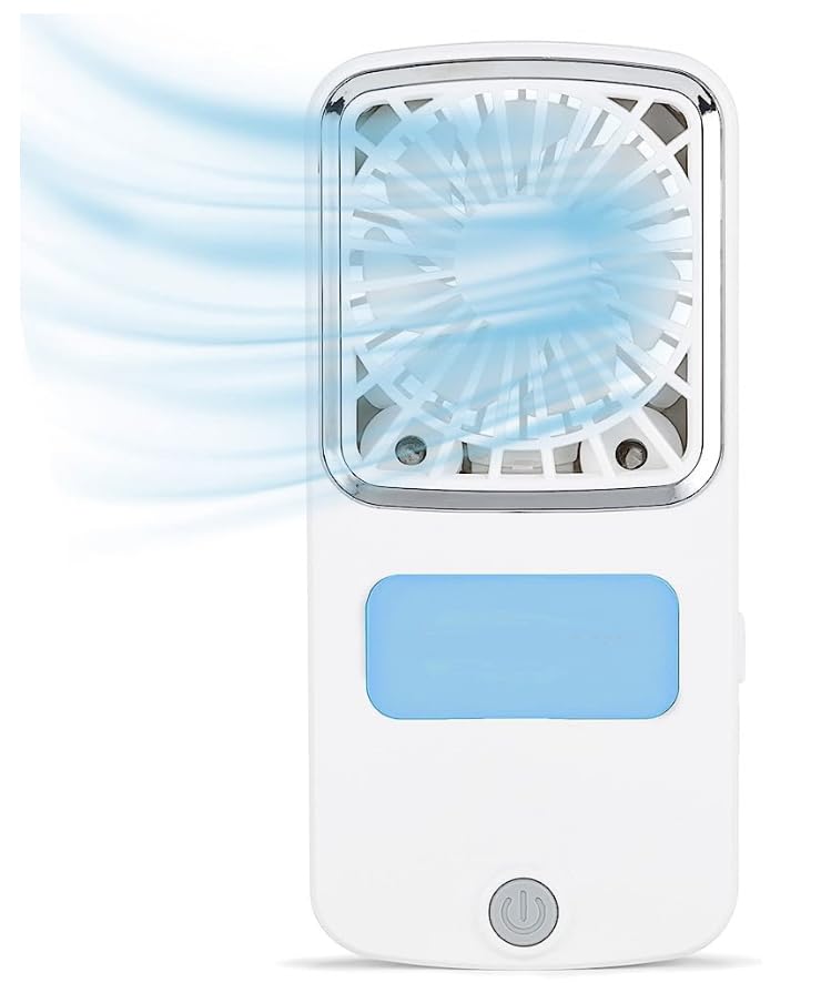 Air Pocket Chill Handheld Mini Fan: Rechargeable Personal Air Cooler with Hydro-Chill Technology, 3 Speeds, Built-in Kickstand - Cordless for Travel, Indoor, or Outdoor Use. By K.M.E