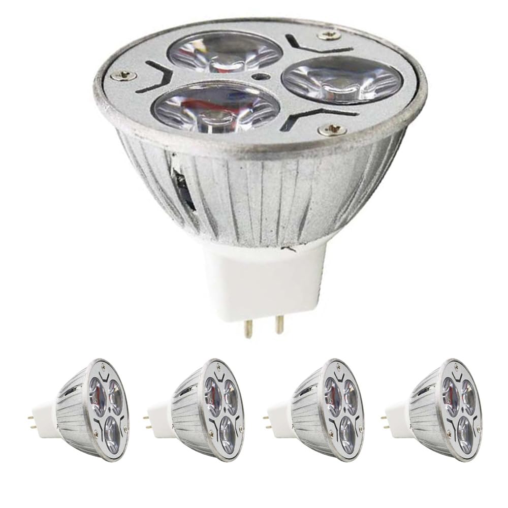 MR16 3W LED Bulbs Warm White 2700K 240LM,AC 12V/DC 12V, 20 Watt Incandescent Equivalent, Ultra Bright Energy Saving Spotlight, LED Lamp for Landscape Yard Recessed Lighting Track Lighting (5 pieces)