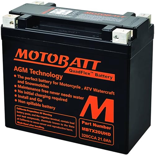 MotoBatt DB Electrical MBTX20UHD Nuova batteria per batteria Motobatt 16Ah, Buell S3, S3T Thunderbolt 1200cc, RR1200 1200cc, Harley-Davidson serie Xl, serie Flst, serie Fxd Fxst 12N16-3A, 3B, 4A