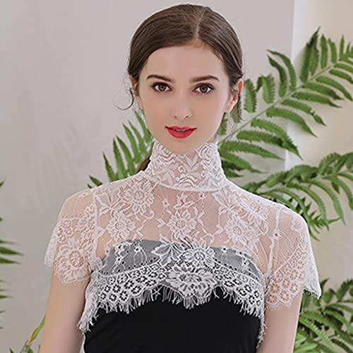 Thereisno Detachable Fake Collar Half Shirt Sexy Sheer Eyelash Floral Lace Dickey Choker Women Shawl4