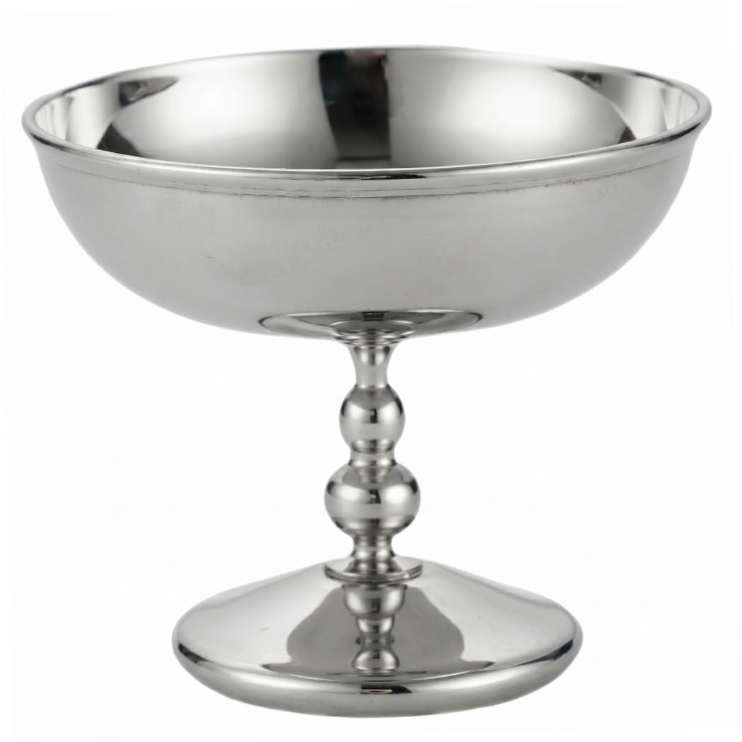 Ginwrek footed bowl Silver Bowl, Silver Pedestal, 304 Stainless Steel Footed Serving For Desserts, Fruits & Snacks Elegant French-inspired Design