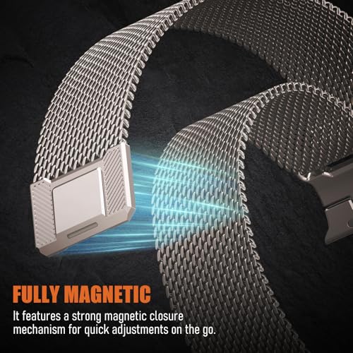 Image of BXUXOHS Milanese Loop for Apple Watch Bands for Men 42mm 41mm 40mm 38mm,Tactical Mecha Strap Military-Grade Design,Magnetic Mesh Metal Wristband for iWatch Series 11 /10 /9 /8 /7 /6 /5 /4 /3 SE /3 /2