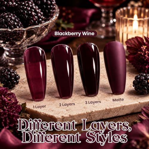 Image of Beetles Purple Gel Nail Polish - Blackberry Wine 15ML Jelly Gel Polish Neutral Deep Purple Nail Polish Sheer Translucent Wine Color Gel Soak Off UV LED French Nail Art Salon DIY Manicure Gift
