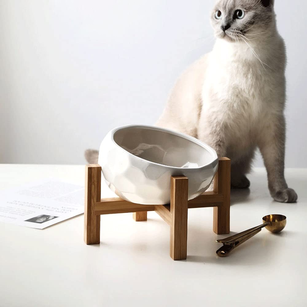 Cuencos grandes de cerámica para perros y gatos de 1090 ml con soporte elevado de madera, comedero antideslizante para cachorros, protege el cuello uterino, ideal para agua y alimentos, producto para