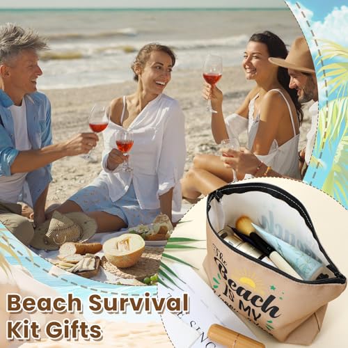 20 Pcs Bulk Beach Makeup Bags - Summer Beach Accessories Toiletry Cosmetic Pouch Zipper Bags, Cruise Travel Essentials Survival Kit Gifts Party Favors for Women Teens Clients Friends3