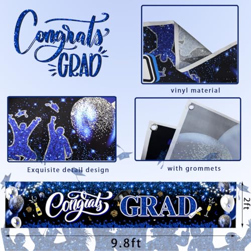 Image of 2026 Graduation Decorations-Congrats Grad Yard Sign Banner Decoration for Class of 2026 Graduation Party Supplies(Blue and Black)