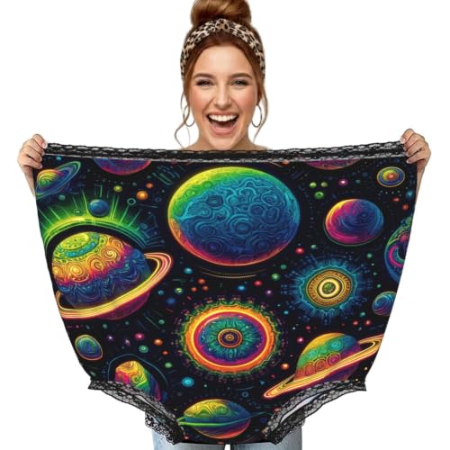 Culotte grand-mère geante pizza imprimé psychedelique noir slip gag surdimensionne