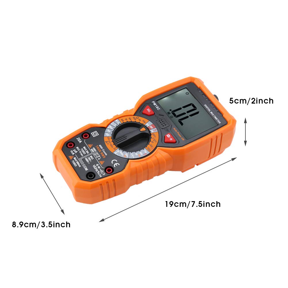 Digitales Multimeter PEAKMETER 6000 zählt intelligente Temperaturmessgeräte Spannungsprüfgerätes True RMS Backlight Display Strom Widerstand Kapazität Frequenz NCV Tester Diodentest