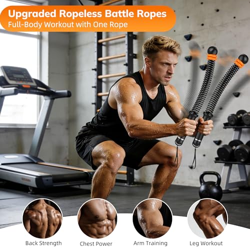 Upgrade Weighted Ropeless Battle Ropes, Adjustable Cordless Battle Rope – Portable Battle Ropes for Home Gym Workout, HIIT & Cardio Full Body Training Exercise Rope for Strength Training Men & Women - Image 3
