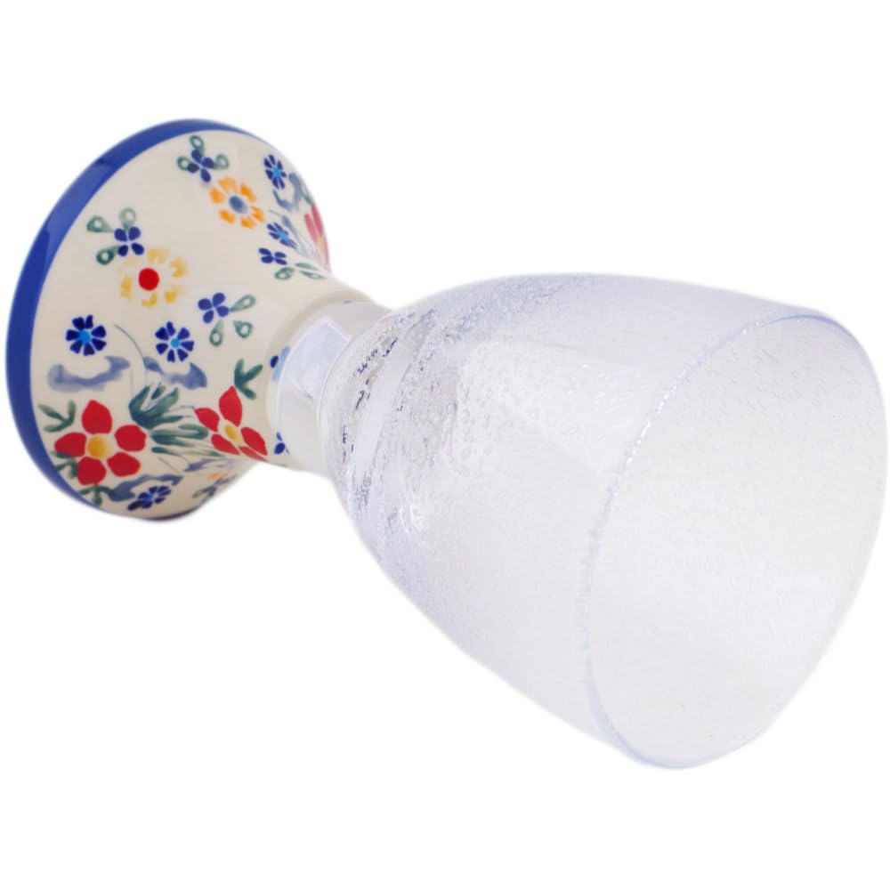 Authentic Polish Pottery Goblet Signature UNIKAT in Spring's Red Garden Design Handmade in Boles?awiec Poland + Certificate of Authenticity