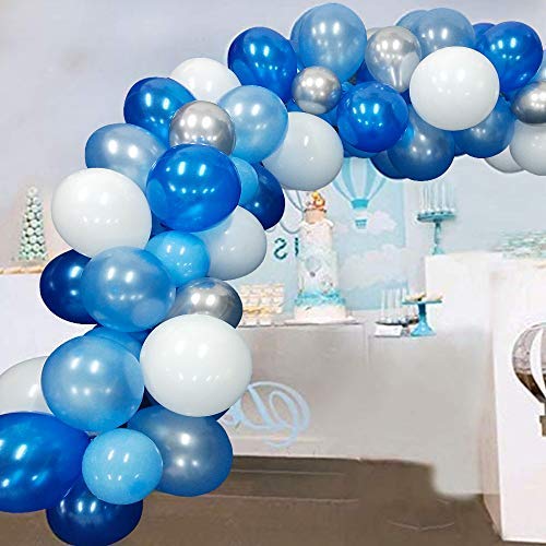 Blue Balloon Garland Arch Kit White Blue Silver Balloons For Birthday Decorations