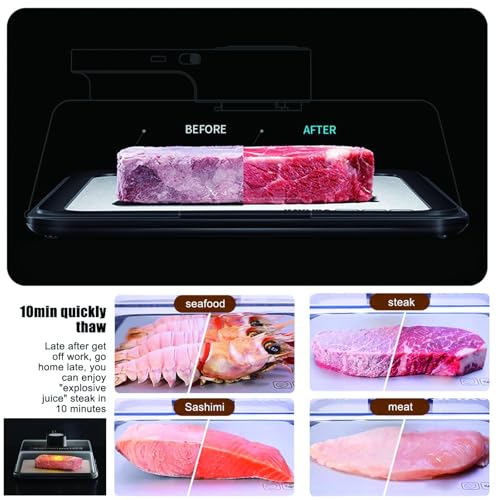 Tagliere elettrico per scongelare, vassoio per scongelare la carne con timer intelligente per uno scongelamento rapido di 10 minuti, capacità 4,2 l, piano di lavoro della cucina