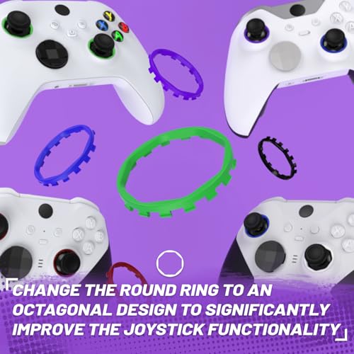 Image of Redesigned Replacement Octagonal Gated Sticks Accent Rings for Xbox Elite Series 2 Core, for Elite Series 2, for Xbox Elite, for eXtremeRate ASR Version Shell for Xbox Series X /S Controller - Green