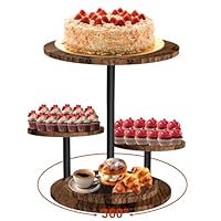 CASDUCT Holz Tortenständer,360°drehbares 4-lagiges Cupcake-Display mit Blumenform als Fruchtschale oder Tablett, einfach zusammenzubauen für Partys, Hochzeiten, Festivals