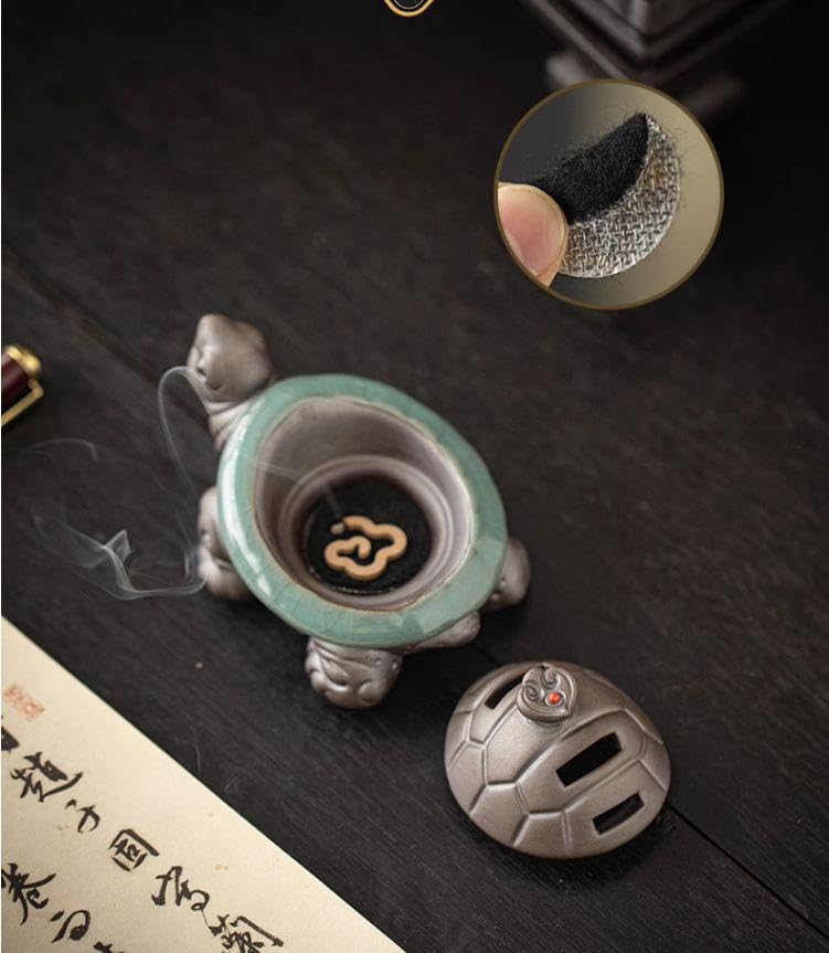 Amazon｜香炉 陶磁器 亀香炉 禅意 茶台 香炉 茶道香を薫る 置物｜仏壇