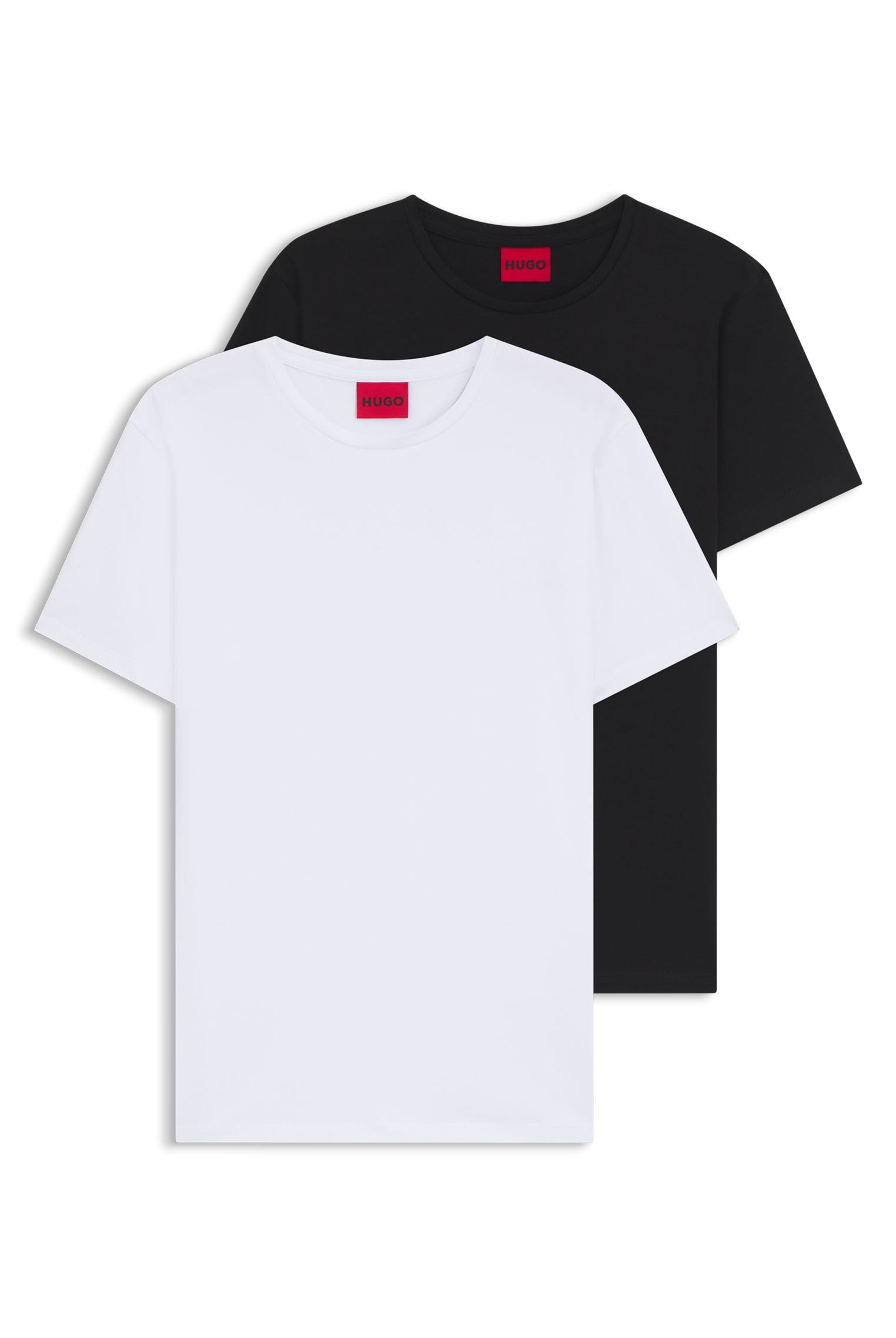 HUGO Herren Round Zweierpack Slim-Fit T-Shirts aus Stretch-Baumwolle