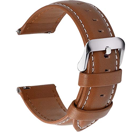 Fullmosa 12 Farben Uhrenarmband,14/16/18/19/20/22/24mm Vintage Lederarmband Ersatzrmbänder für Smartwatch und Universal-Uhr mit Edelstahl Schließe für Herren Damen,20mm Uhrband Braun