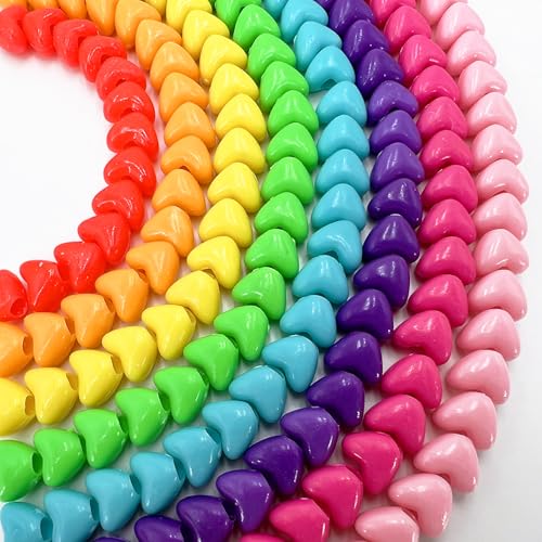 MIIIM 500 Pcs Colorful Heart Pony Beads Shapes for Friendship Bracelet Large Hole Kandi Beads for Hair Braids Jewelry Making (Multi-Colored)