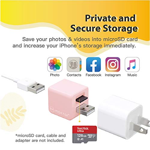Qubii - Photo Storage Device for iPhone & iPad, Auto Backup Photos & Videos, Photo Stick for iPhone [microSD Card Not Included] - Pink - Thumbnail 3