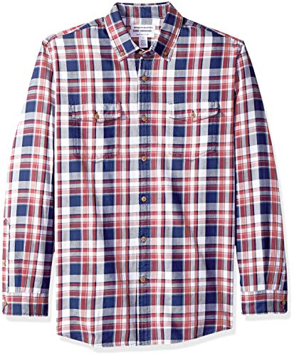 Men's Regular-Fit Long-Sleeve Plaid Two-Pocket Twill Shirt